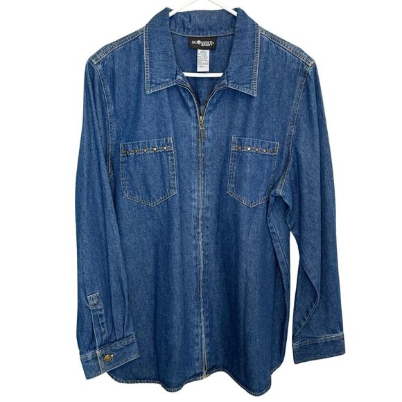 Sag Harbor Tops - Sag Harbor Vintage Womens Sport Jean Zipped Top - Size Large